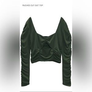 Zara dark green ruched cut out top